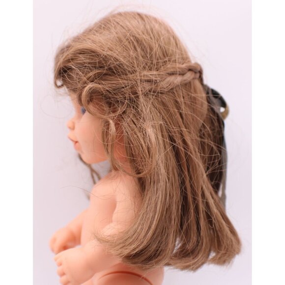 Global Dolls Baby Doll Wig Auburn Braided with Ribbon Size 11-12" Vintage NOS - Picture 2 of 10
